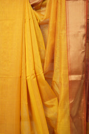 Mustard Yellow Maheshwari Tissue Saree - SRMYMTS721