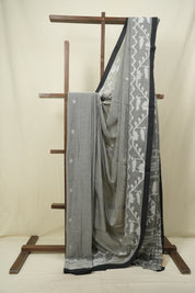 Grey Bengal Mul Cotton Saree - SRGBMCS082