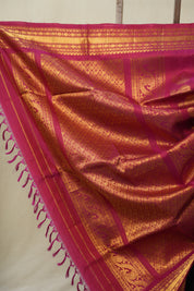 Navy Blue Gadwal Silk Saree - SRNBGSS546
