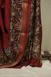 Maroon HBP Cotton Silk Saree With Chanderi Border - SRMCSS1807