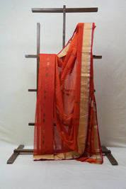 Brick Orange Chanderi Cotton Silk Saree - SRBOCSS379