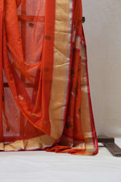 Brick Orange Chanderi Cotton Silk Saree - SRBOCSS379