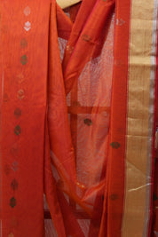 Brick Orange Chanderi Cotton Silk Saree - SRBOCSS379