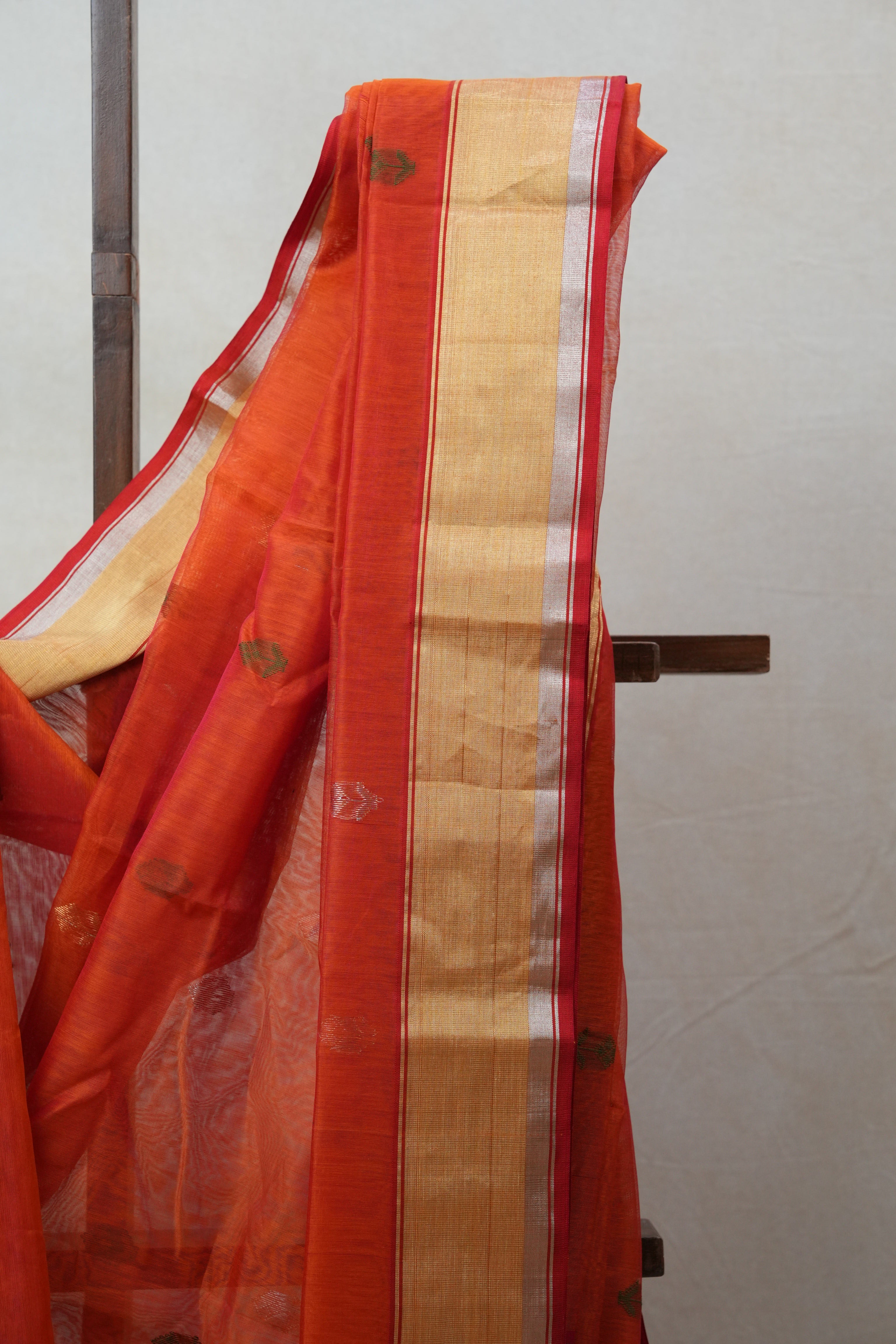 Brick Orange Chanderi Cotton Silk Saree - SRBOCSS379