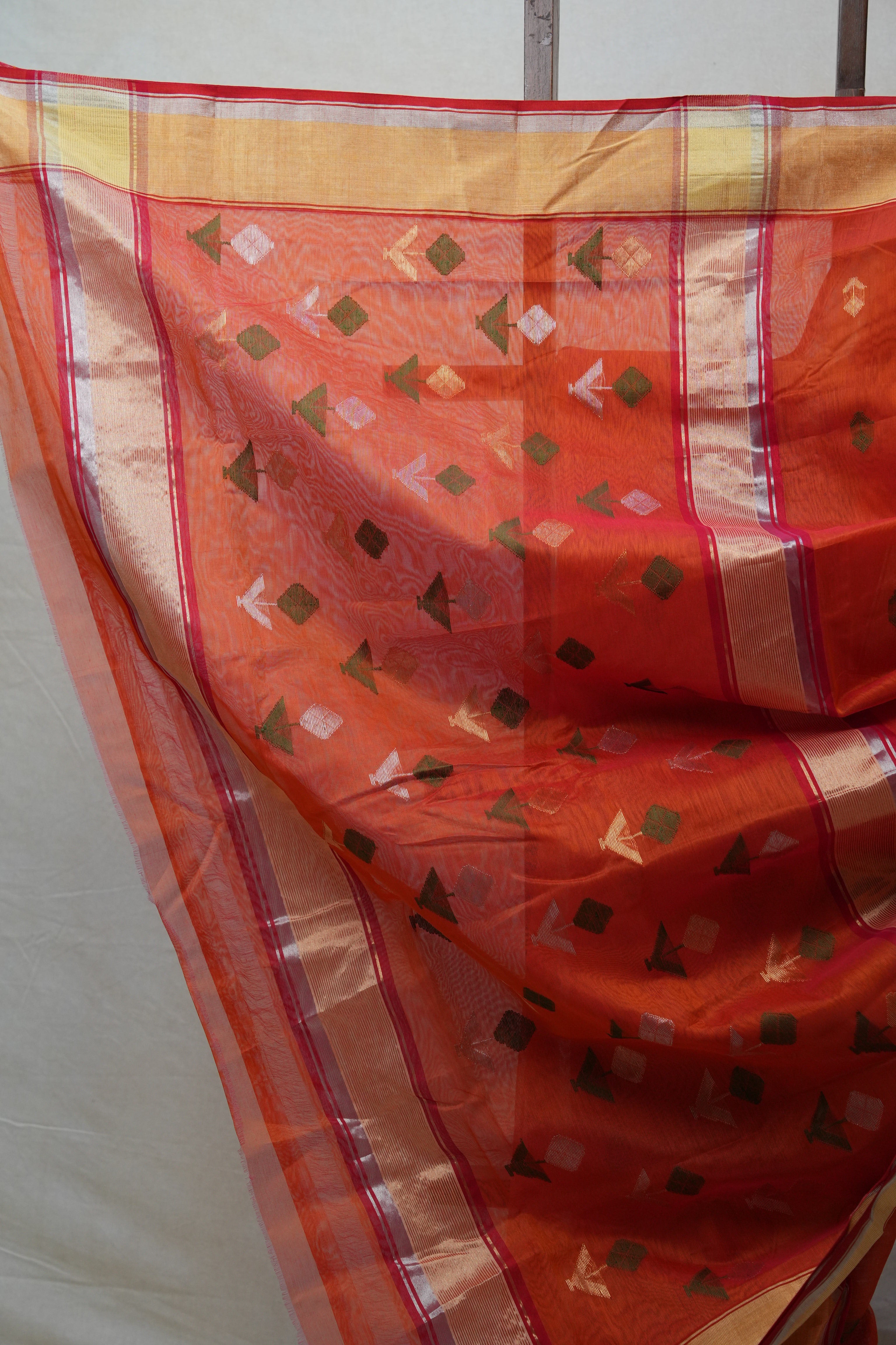 Brick Orange Chanderi Cotton Silk Saree - SRBOCSS379