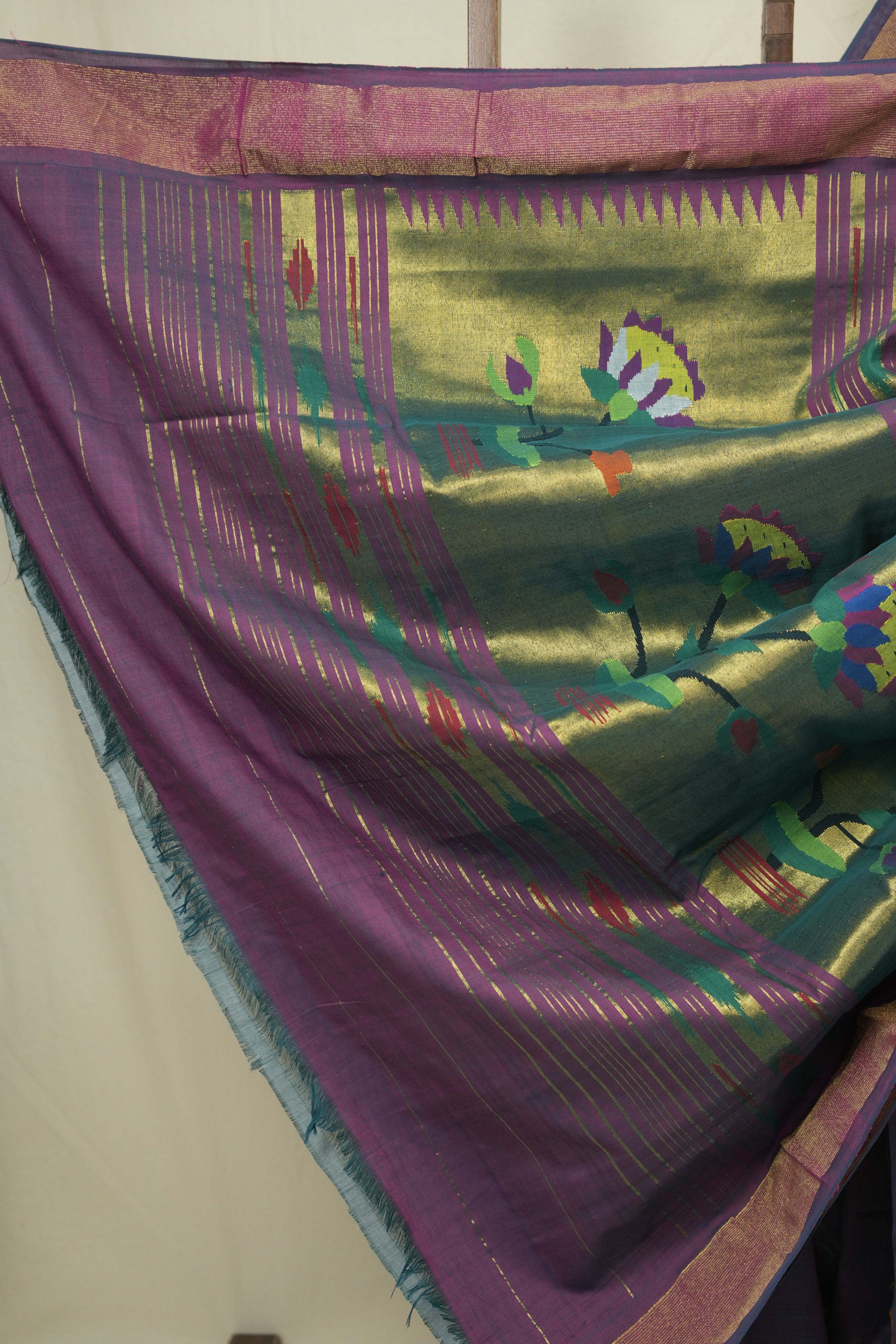 Dual Tone Purple Cotton Paithani Saree - SRDTPCPS764