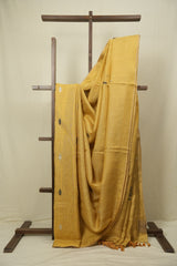 Yellow Tissue Linen jamdani Saree - SRYTLJS209