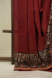 Maroon HBP Cotton Silk Saree With Chanderi Border - SRMCSS1807