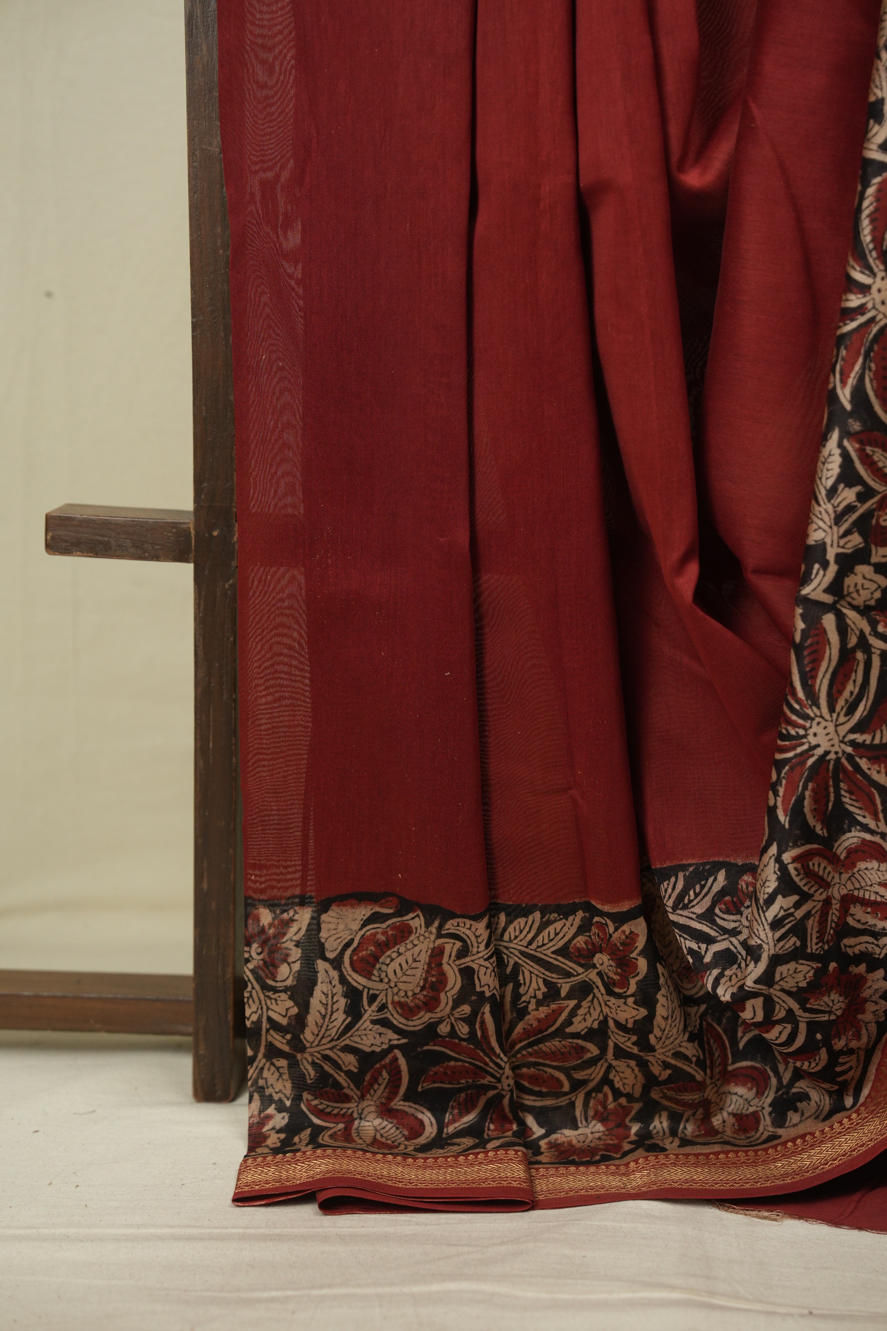 Maroon HBP Cotton Silk Saree With Chanderi Border - SRMCSS1807