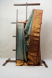 Golden Turquoise Gadwal Silk Saree - SRGTGSS520