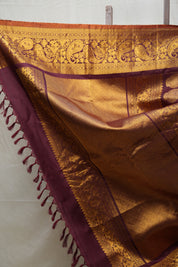 Golden Turquoise Gadwal Silk Saree - SRGTGSS520