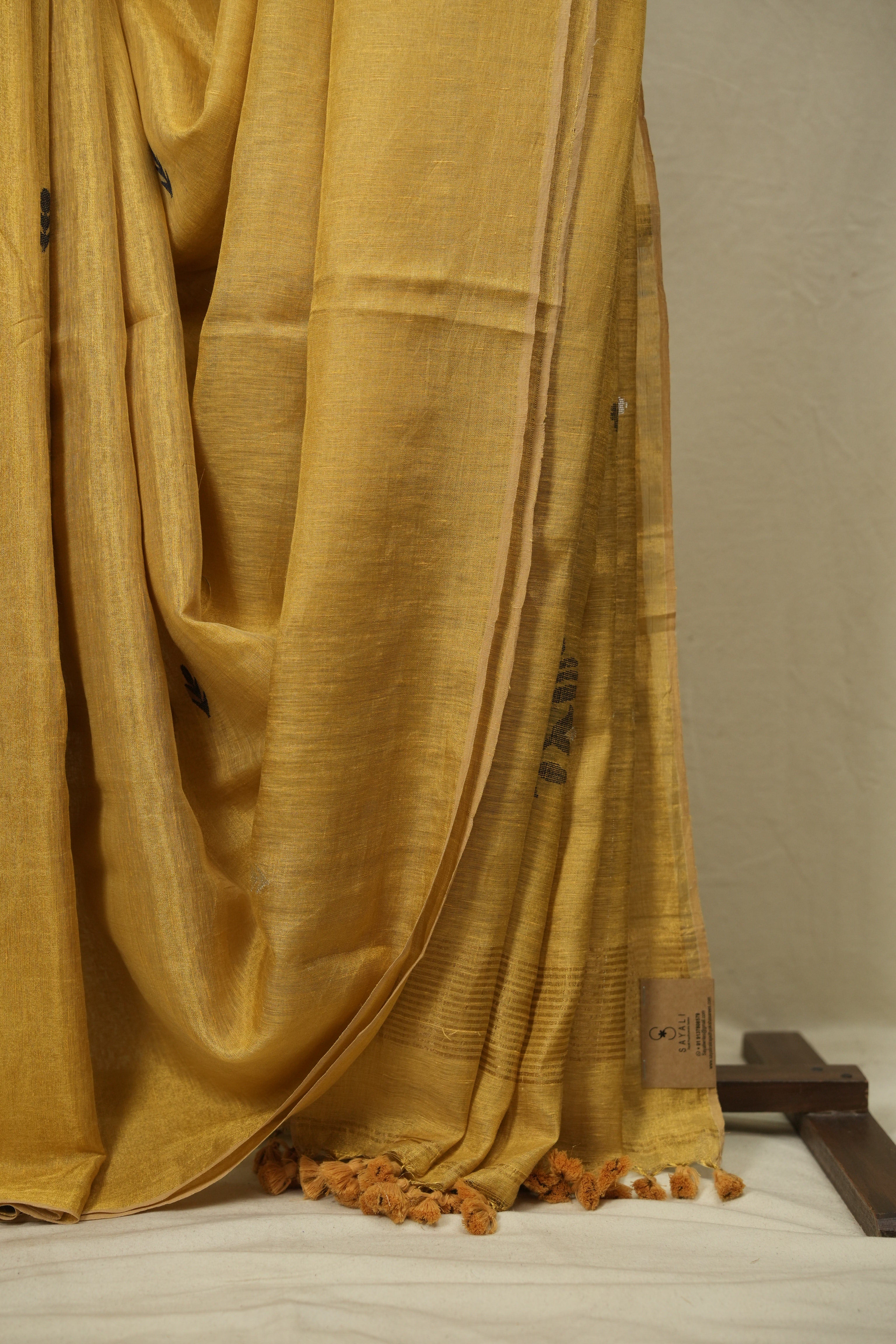 Yellow Tissue Linen jamdani Saree - SRYTLJS209