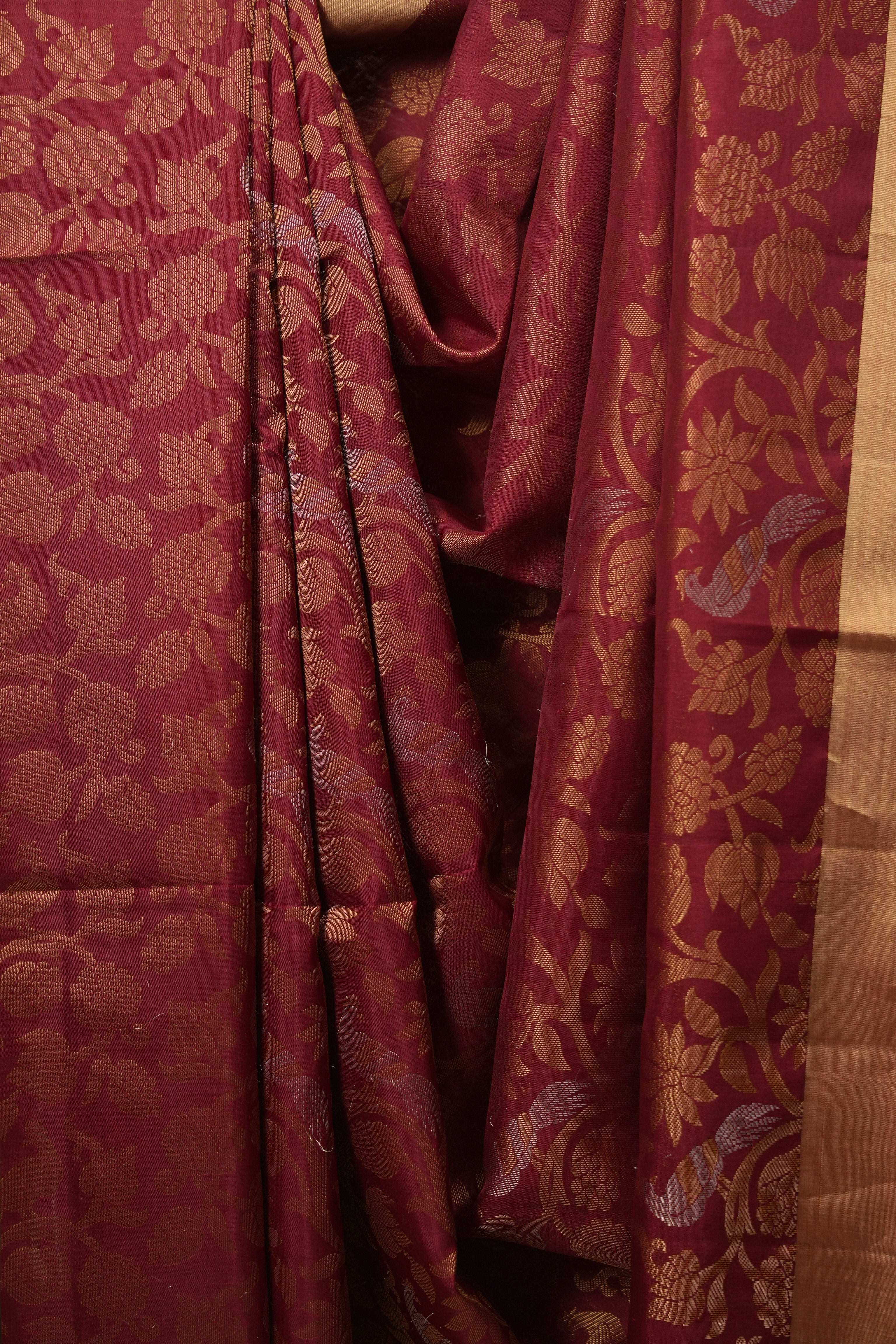 Maroon Soft Silk Saree - SRMSSS503