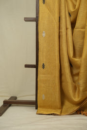 Yellow Tissue Linen jamdani Saree - SRYTLJS209