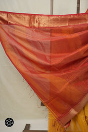 Mustard Yellow Maheshwari Tissue Saree - SRMYMTS721