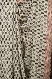 Off White HBP Cotton Saree - SROWCS3679