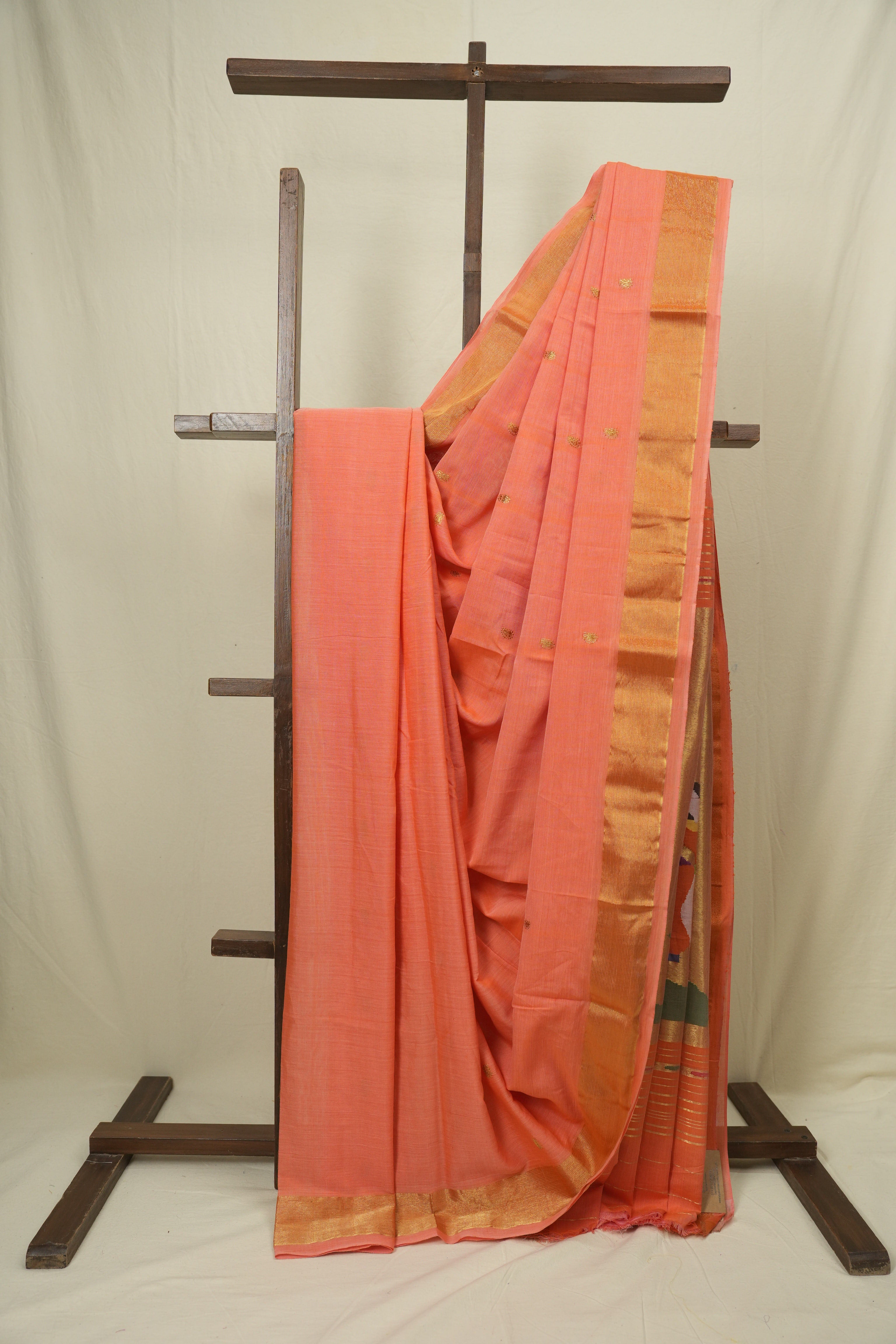 Peach Cotton Paithani Saree - SRPCPS763