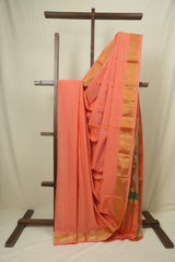 Peach Cotton Paithani Saree - SRPCPS763