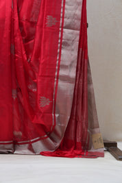 Red Chanderi Silk Saree - SRRCSS412