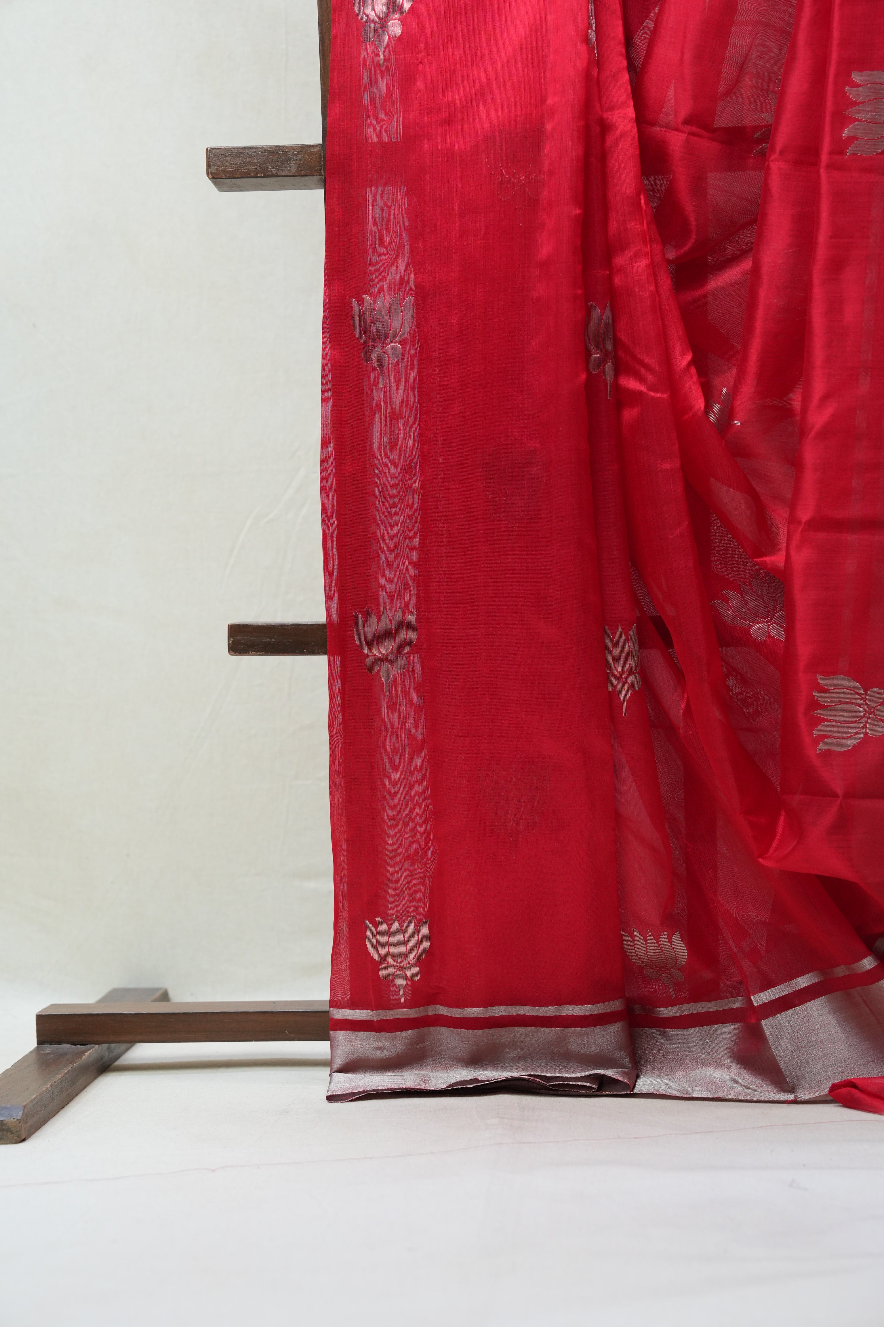 Red Chanderi Silk Saree - SRRCSS412