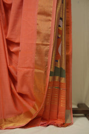 Peach Cotton Paithani Saree - SRPCPS763