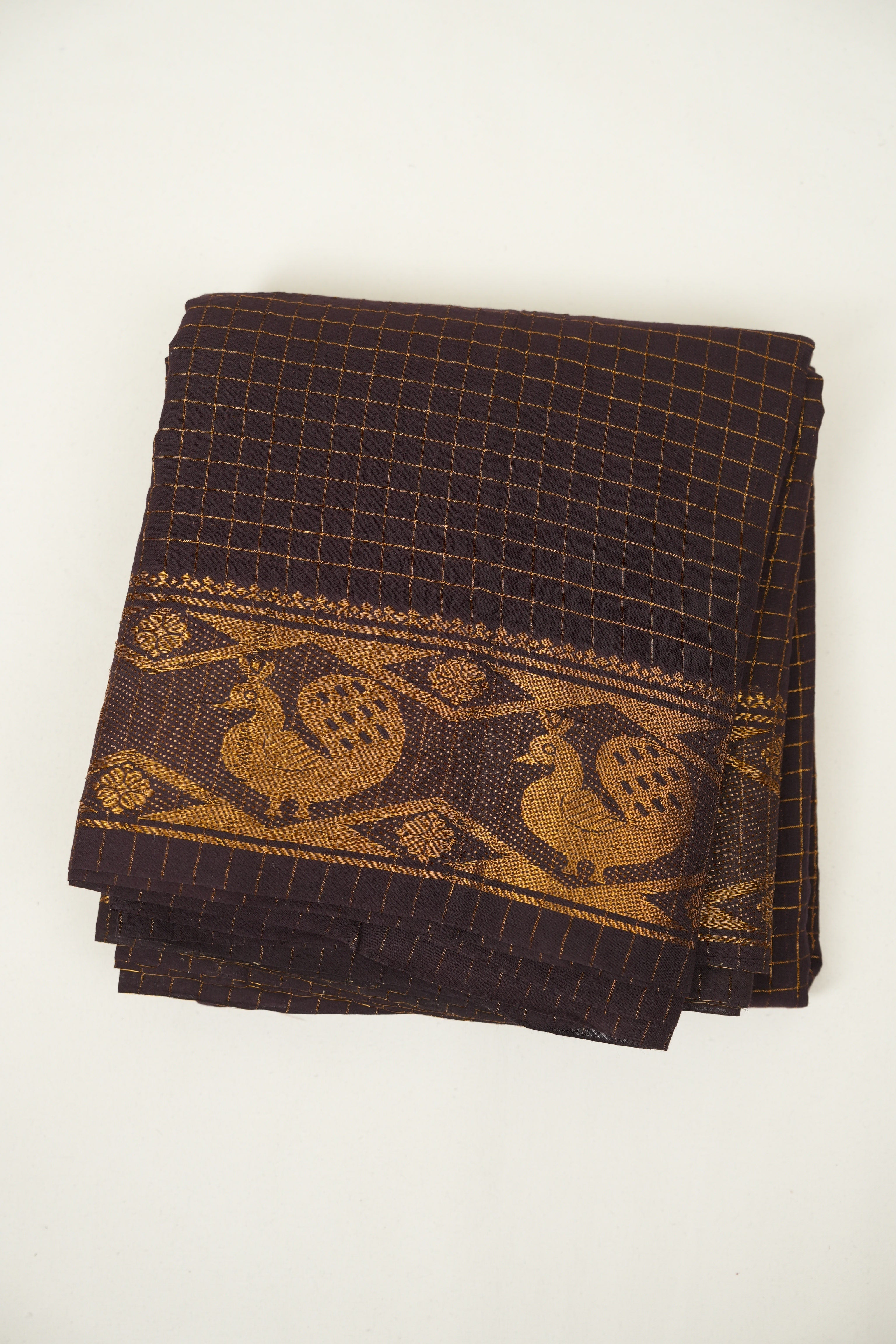 Dark Brown Sungudi Cotton Saree - SRDBSCS174