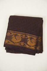 Dark Brown Sungudi Cotton Saree - SRDBSCS174