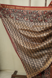 Maroon HBP Cotton Silk Saree With Chanderi Border - SRMCSS1807