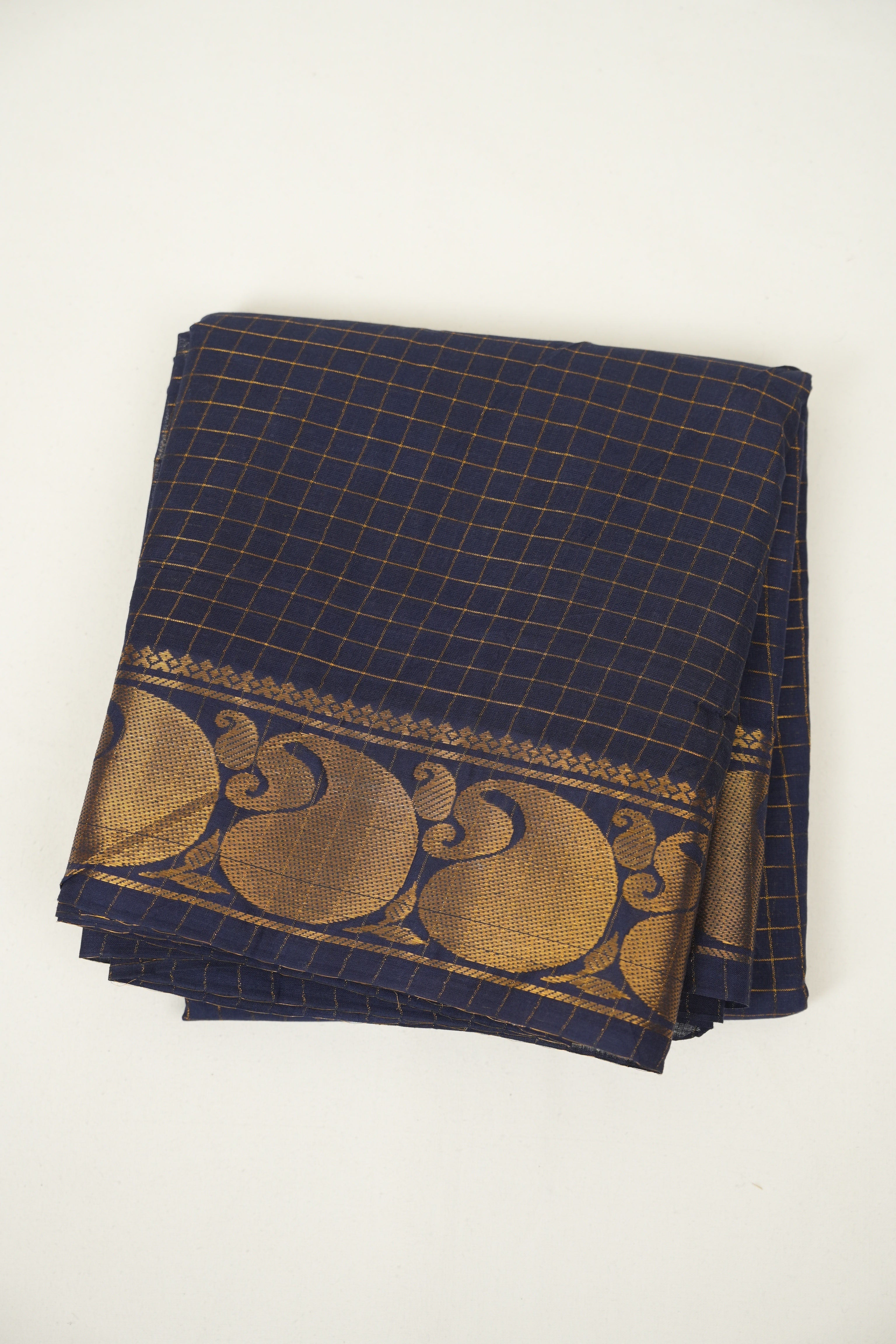 Navy Blue Sungudi Cotton Saree - SRNBSCS176