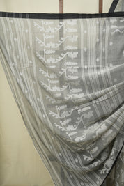 Grey Bengal Mul Cotton Saree - SRGBMCS082