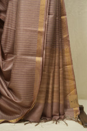 Mauve Tussar Silk Saree - SRMTSS1877