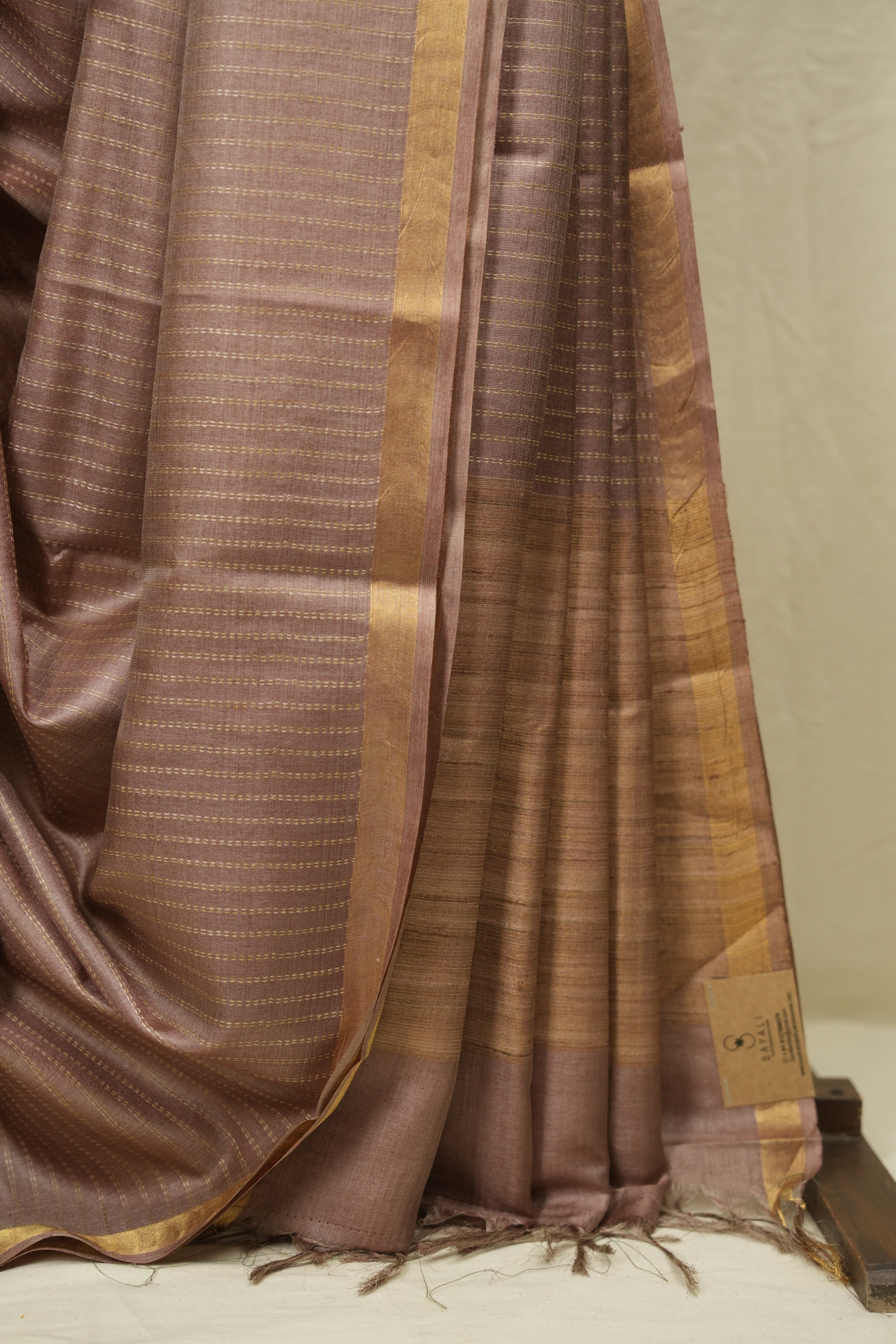 Mauve Tussar Silk Saree - SRMTSS1877