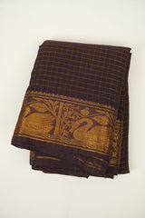 Dark Brown Sungudi Cotton Saree - SRDBSCS177