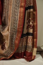 Maroon HBP Cotton Silk Saree With Chanderi Border - SRMCSS1804