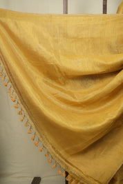 Yellow Tissue Linen jamdani Saree - SRYTLJS209