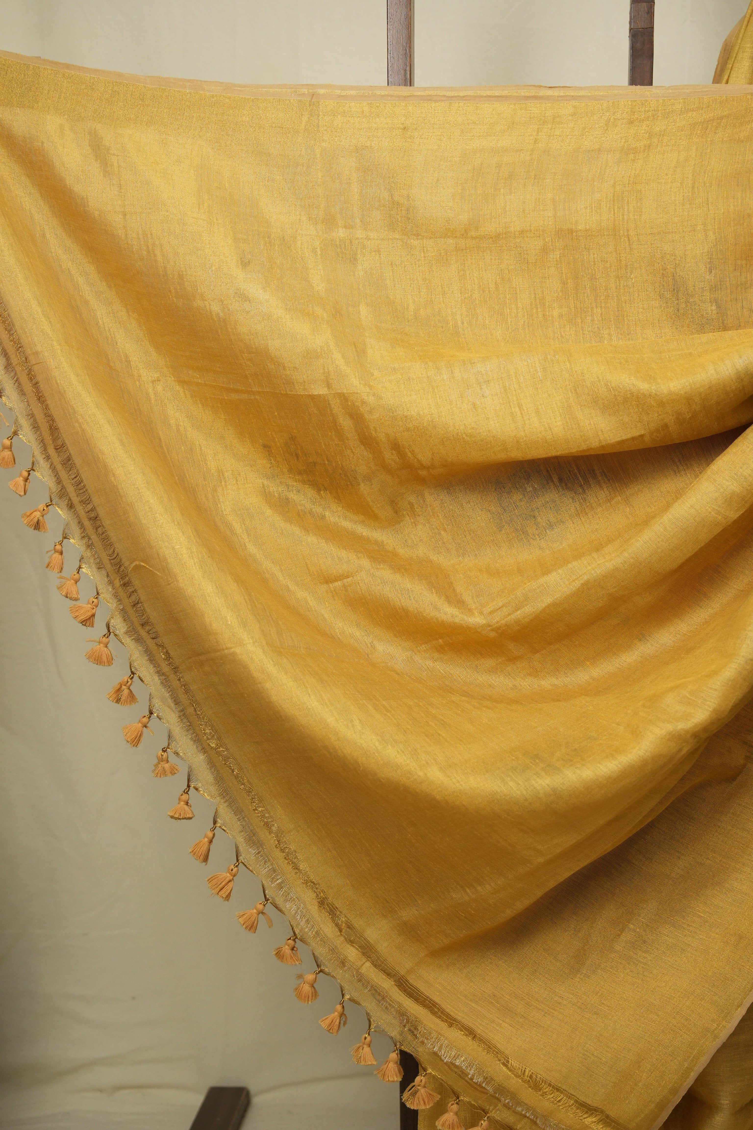 Yellow Tissue Linen jamdani Saree - SRYTLJS209