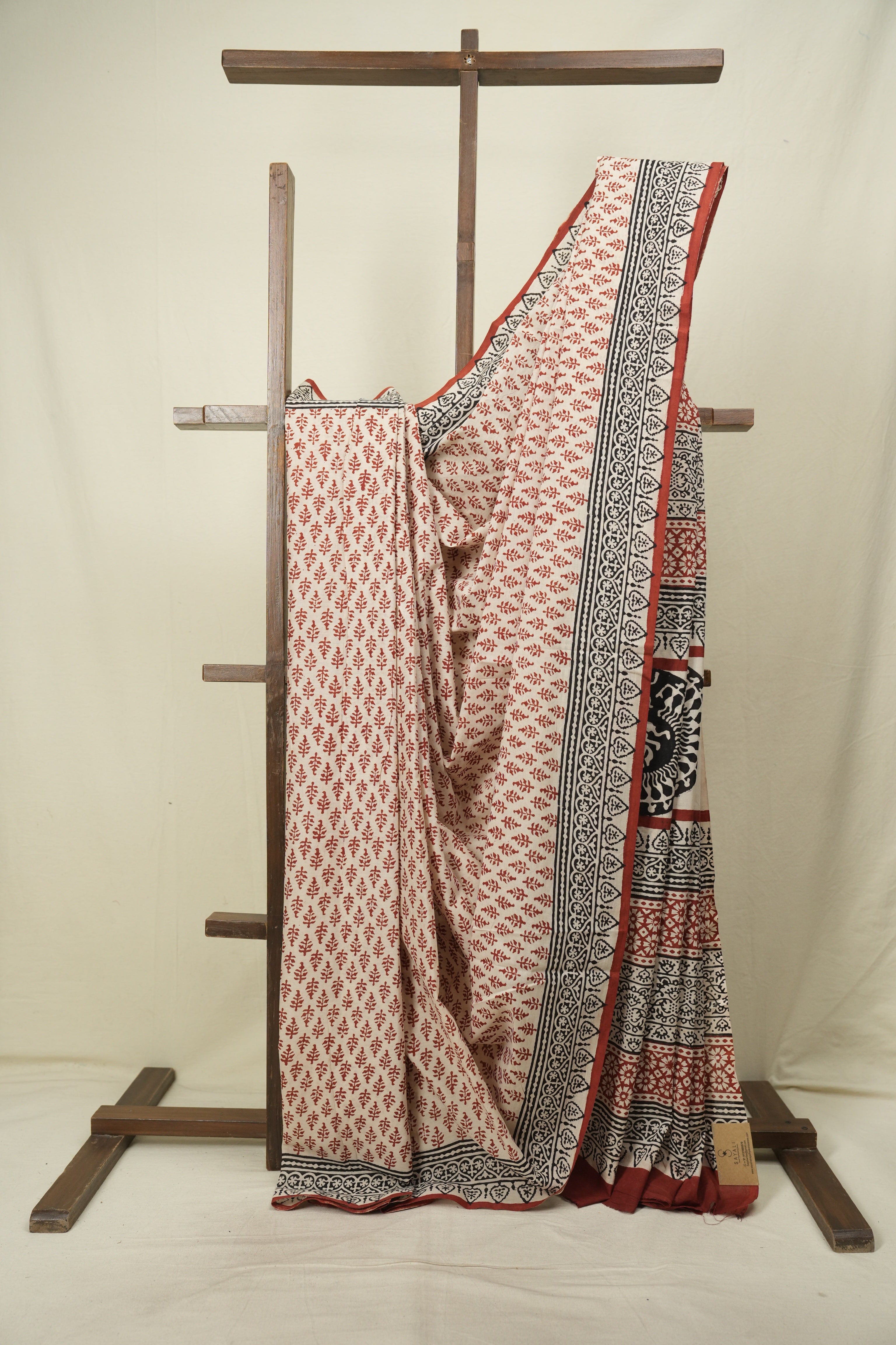 Cream HBP Cotton Saree - SRCCS3676