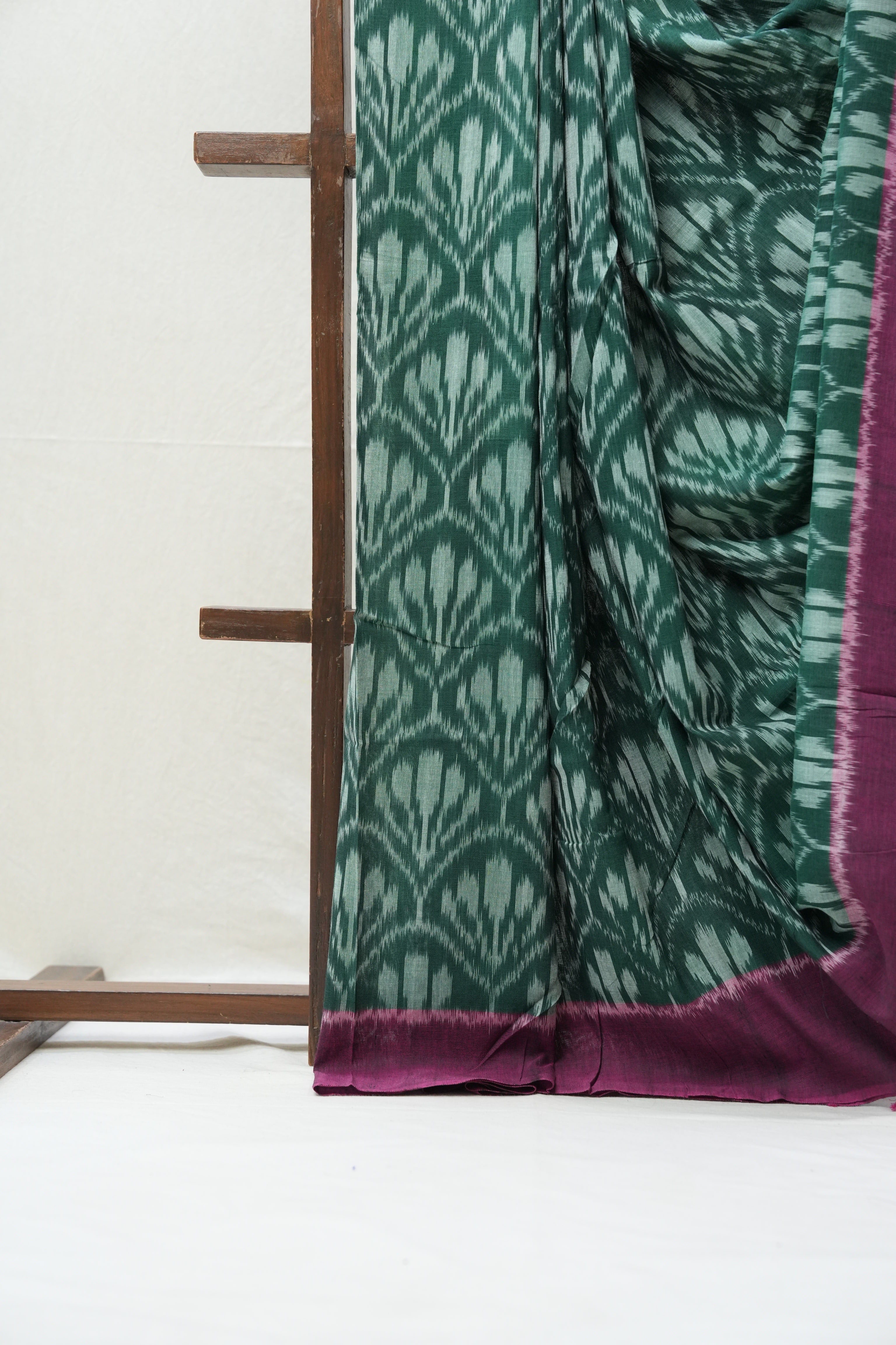 Green Pochampali Cotton Ikat Saree - SRGPCIS408