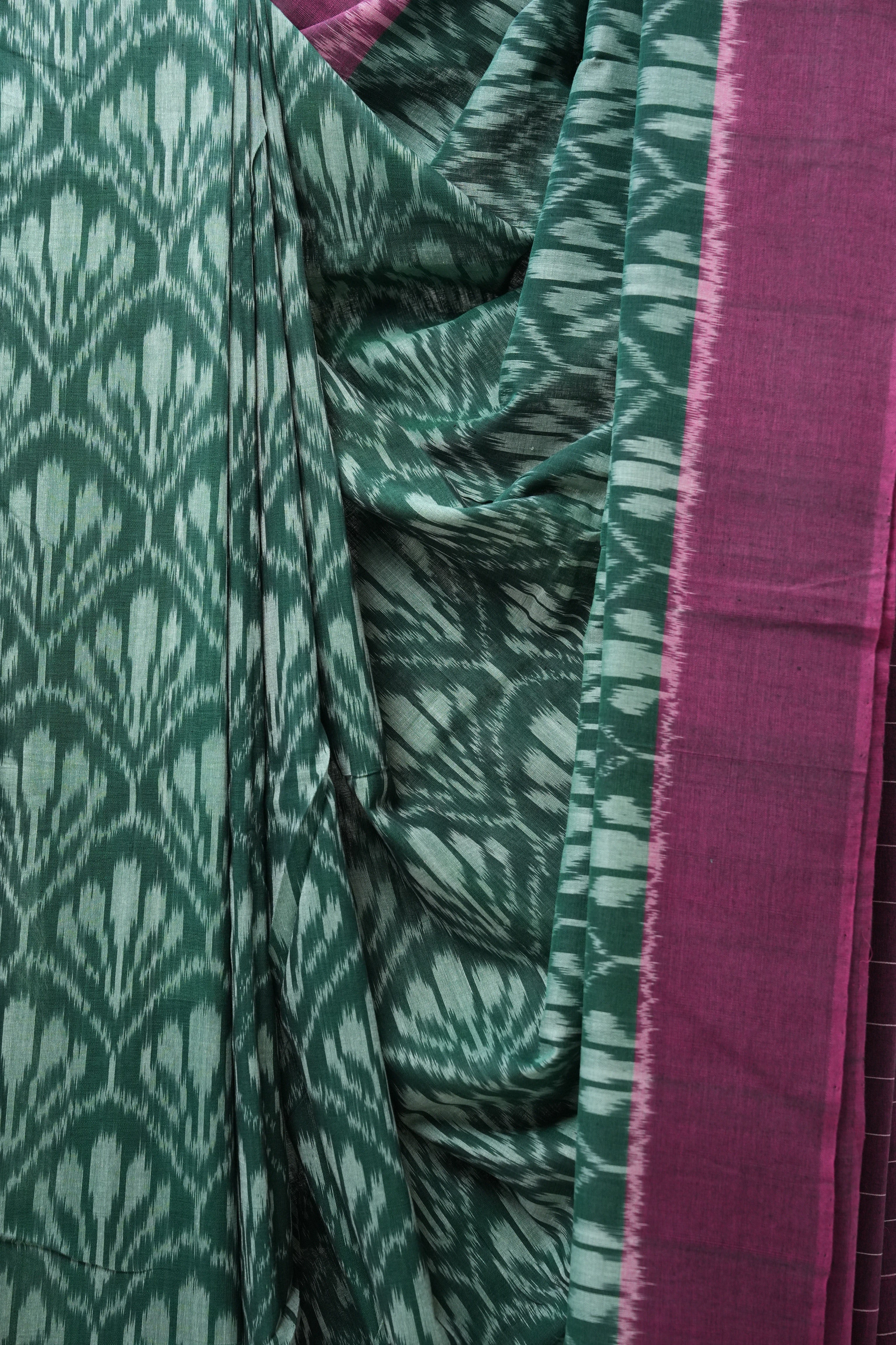 Green Pochampali Cotton Ikat Saree - SRGPCIS408