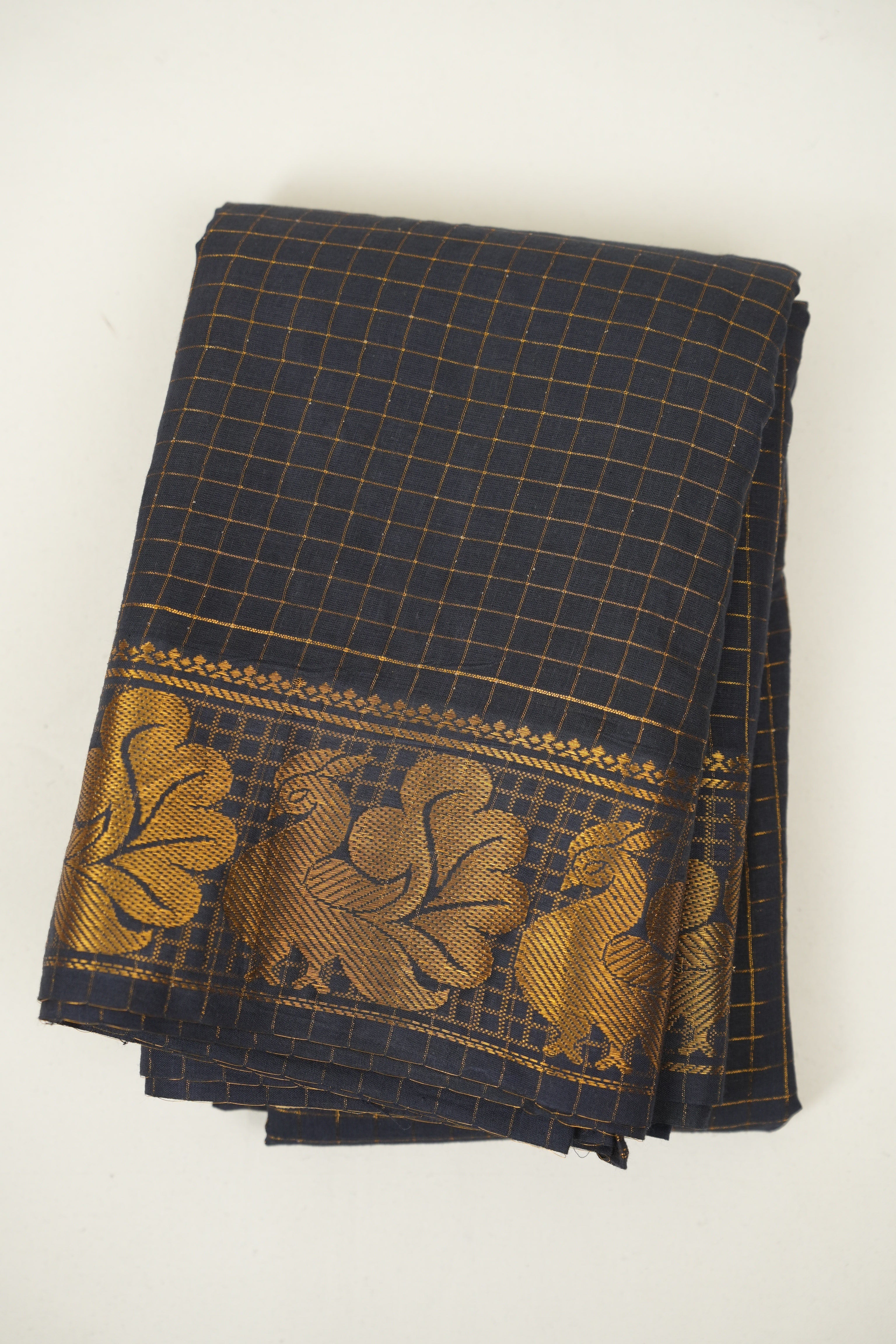 Navy Blue Sungudi Cotton Saree - SRNBSCS171