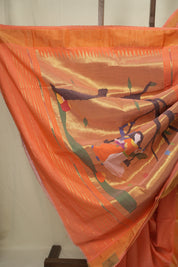 Peach Cotton Paithani Saree - SRPCPS763