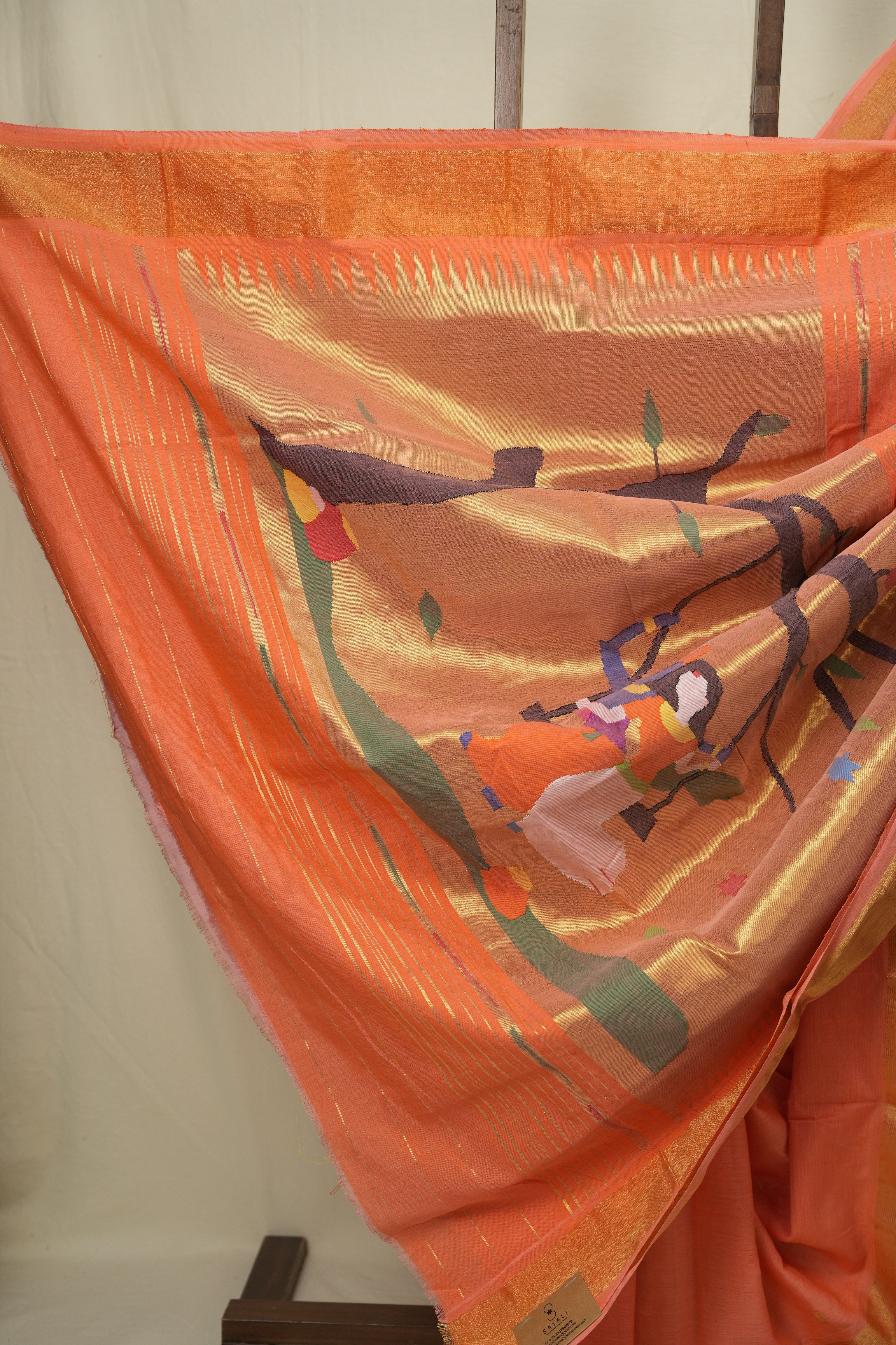Peach Cotton Paithani Saree - SRPCPS763