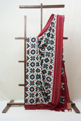 White Pochampalli Cotton Ikat Saree - SRWPCIS399