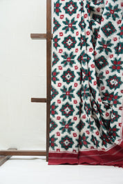 White Pochampalli Cotton Ikat Saree - SRWPCIS399