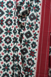 White Pochampalli Cotton Ikat Saree - SRWPCIS399