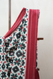 White Pochampalli Cotton Ikat Saree - SRWPCIS399