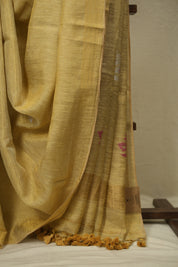 Light Yellow Tissue Linen Jamdani Saree - SRLYTLJS211
