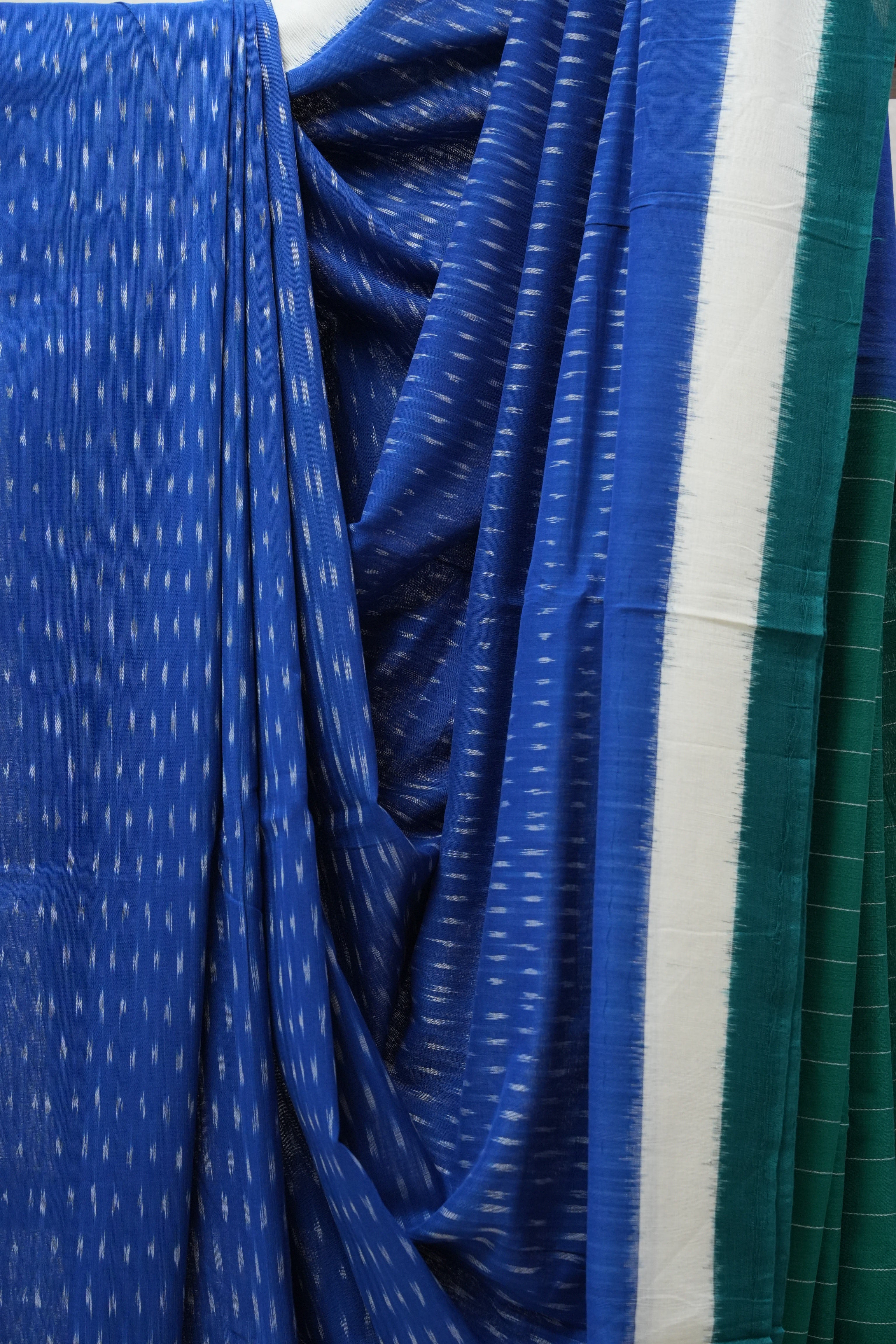 Blue Pochampali Cotton Ikat Saree - SRBPCIS409