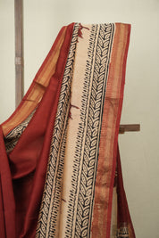 Maroon HBP Cotton Silk Saree With Chanderi Border - SRMCSS1804
