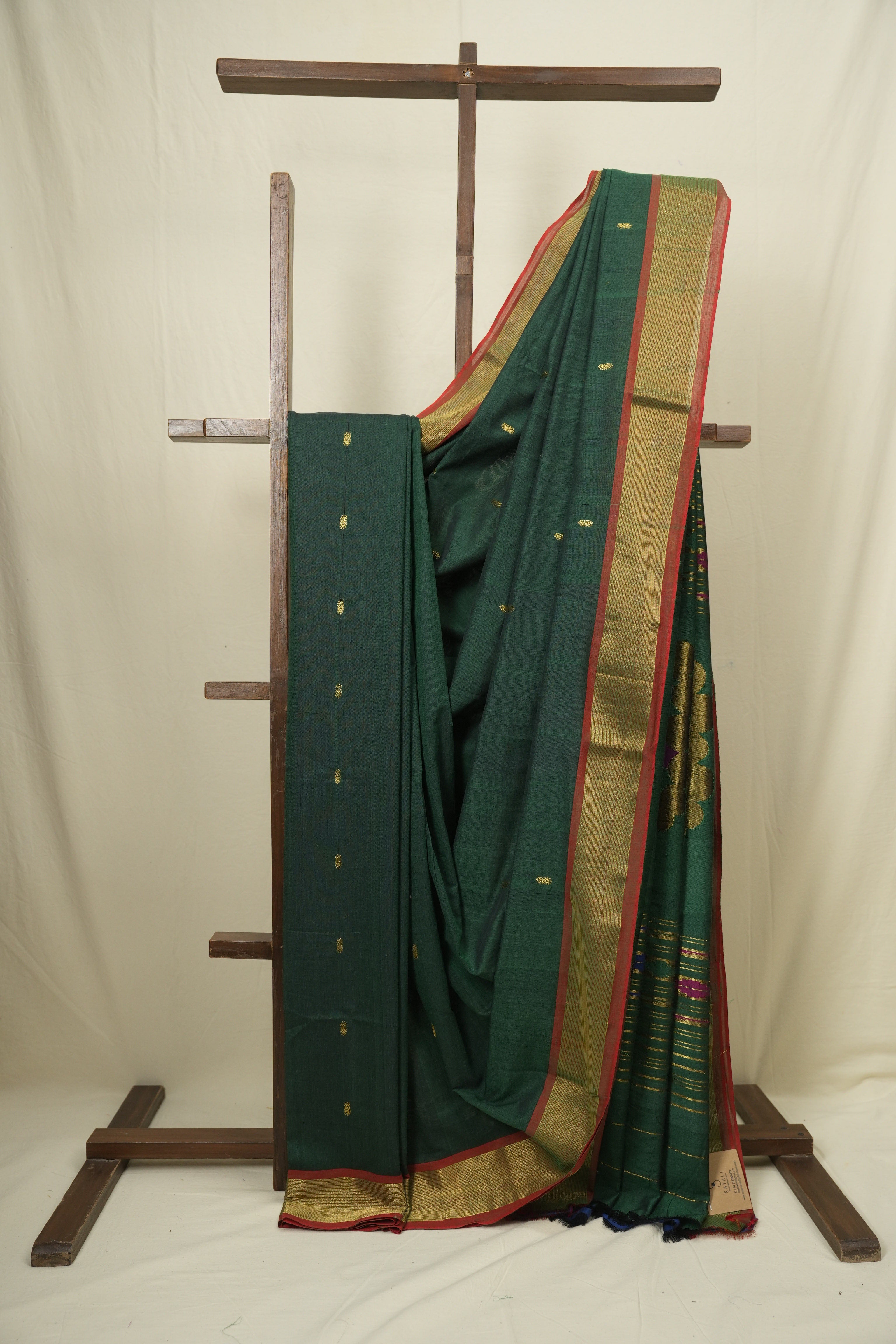 Dark Green Cotton Paithani Saree - SRDGCPS762